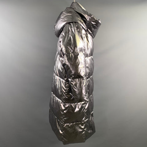 UGG Size L Silver Polyester Metallic Hooded Coat