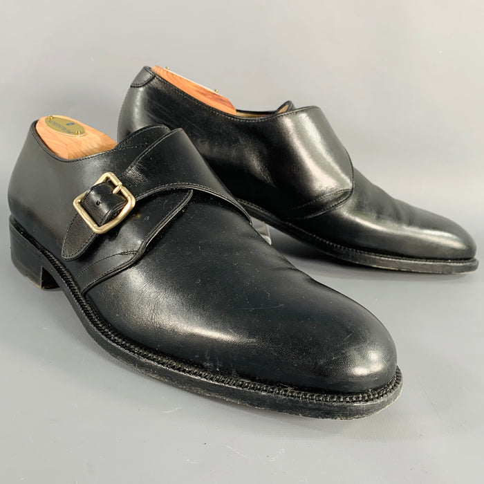 SALVATORE FERRAGAMO Size 8 Black Leather Monk Strap Loafers