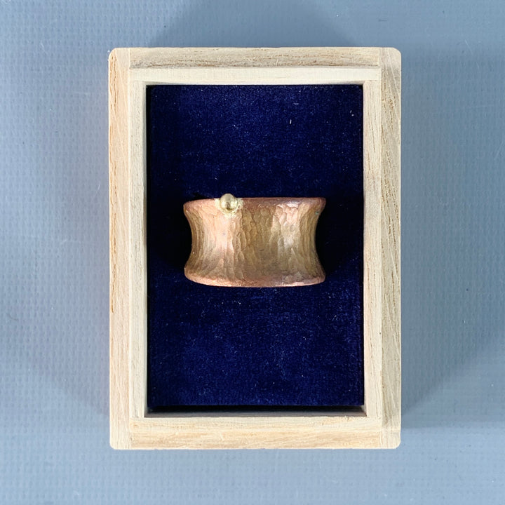 LOCUST HOUSE Ring Size 9 Copper Gold Hammered Sterling Silver Saddle Ring