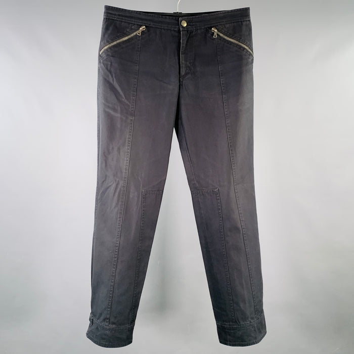 PRADA Size 34 Navy Twill Zip Pockets Casual Pants