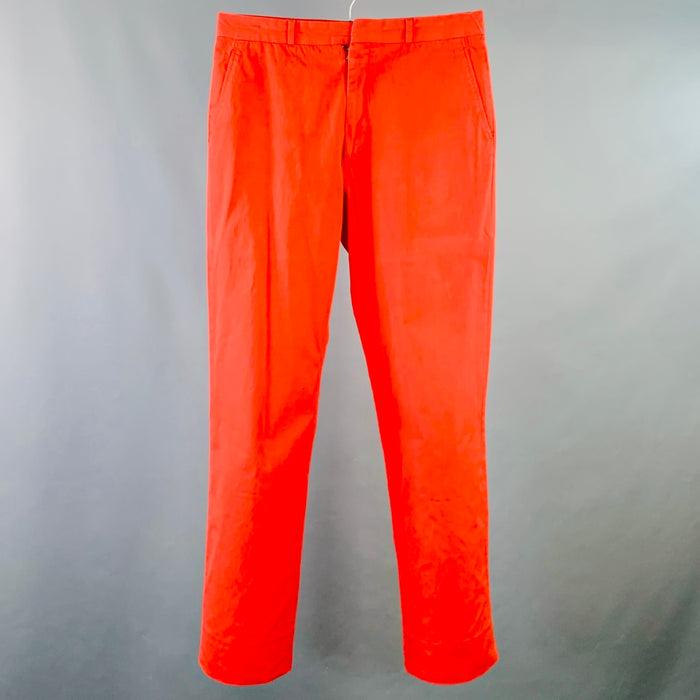 MAISON MARGIELA Size 32 Red Cotton Straight Zip Fly Casual Pants