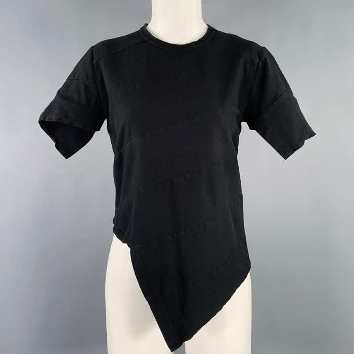 COMME des GARCONS Size M Black Cotton Asymmetrical Short Sleeve T-Shirt