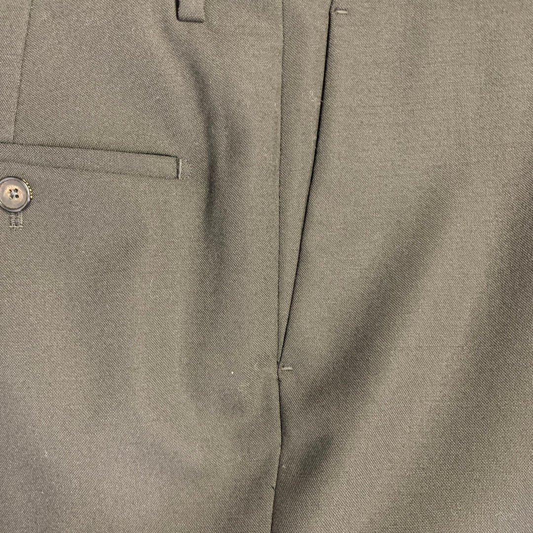 SYSTEM Size 34 Black Wool Flat Front Tapered Zip Fly Dress Pants