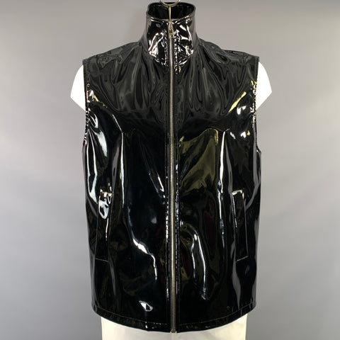 MSGM Size M Black Polyurethane Polyester Zip Up Vest