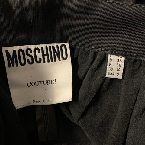 MOSCHINO COUTURE Size XS Black Leather A Line Knee Length Skirt