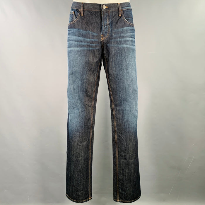GUCCI Size 40 Blue Indigo Contrast Stitch Cotton Skinny Five Pockets Jeans
