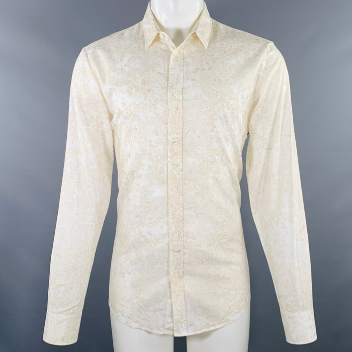 MAISON MARTIN MARGIELA Size M Off White Beige Marbled Cotton Long Sleeve Shirt