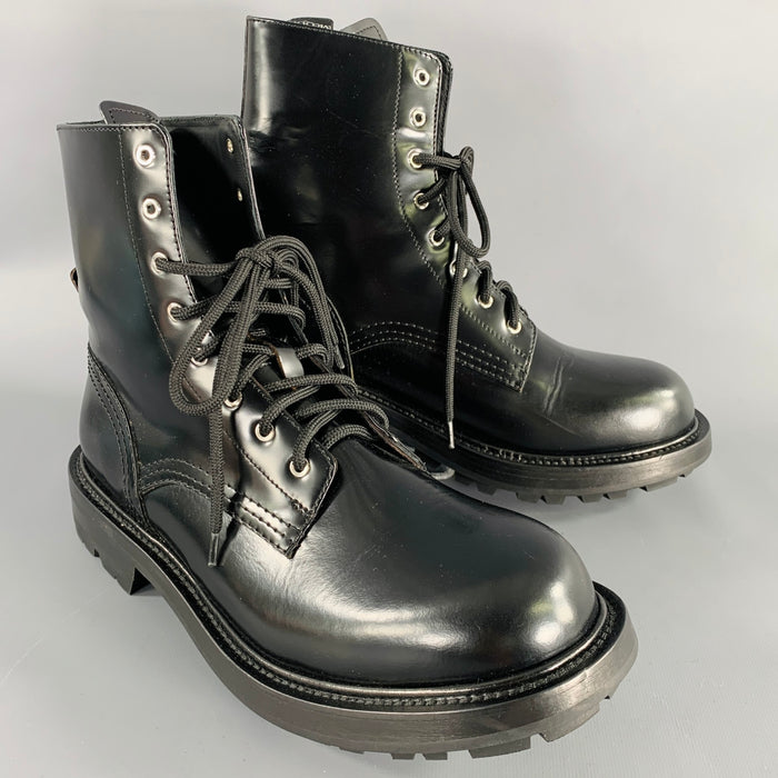 ALEXANDER MCQUEEN Size 9 Black Leather Lace-Up Combat Boots