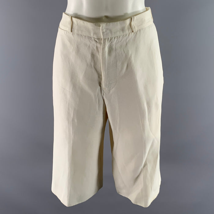 CALVIN KLEIN Size 8 White Linen Viscose Bermuda Shorts
