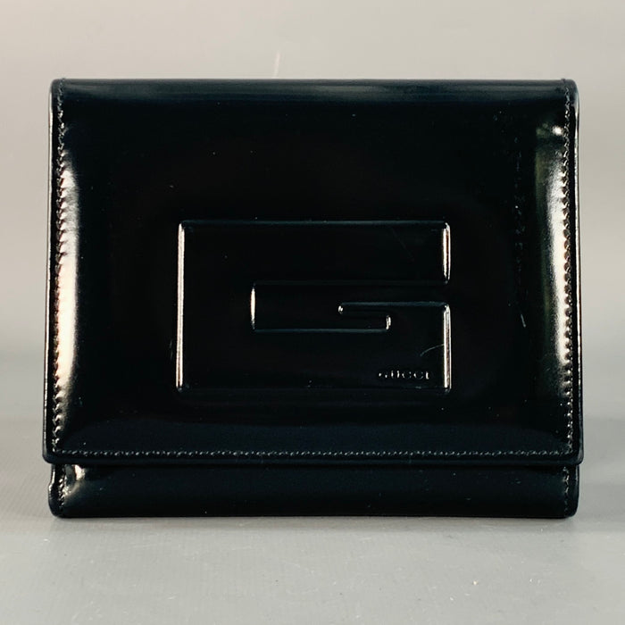 GUCCI Black Embossed Logo Patent Leather Wallet