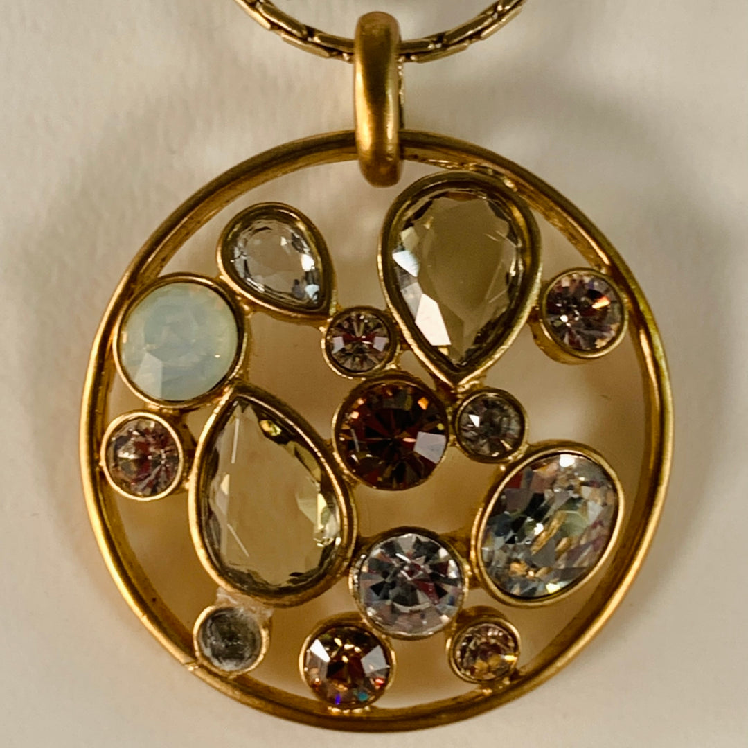 GIVENCHY Vintage Gold Chain Link Rhinestones Pendant Necklace
