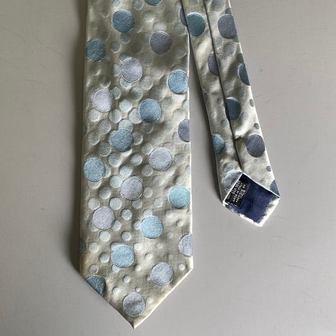 KENZO Grey Blue Polka Dot Silk Tie