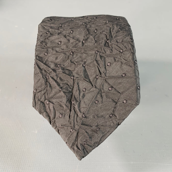 PAUL SMITH One Size Black Wrinkled Dots Silk Tie