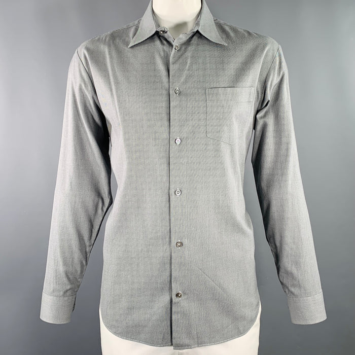 ARMANI COLLEZIONI Size XL Black White Cotton Zig Zag Long Sleeve Shirt