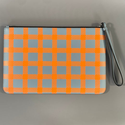 EMPORIO ARMANI Orange Grey Plaid Wristlet Bag
