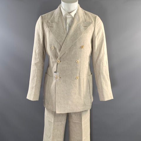 CATHCART LONDON Chest Size 38 Cream Linen Double Breasted 30 36 Suit