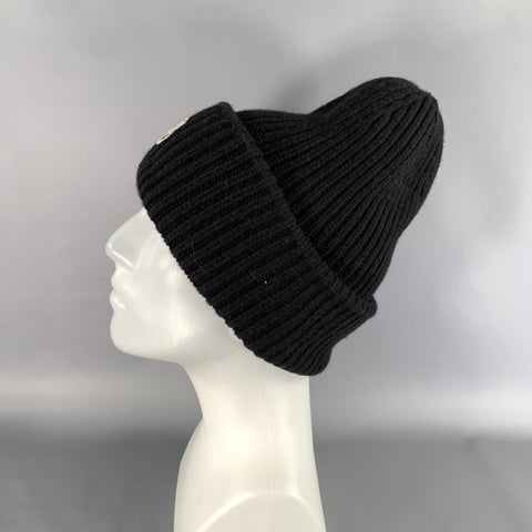 MONCLER Size One Size Black White Ribbed Wool Cashmere Hats