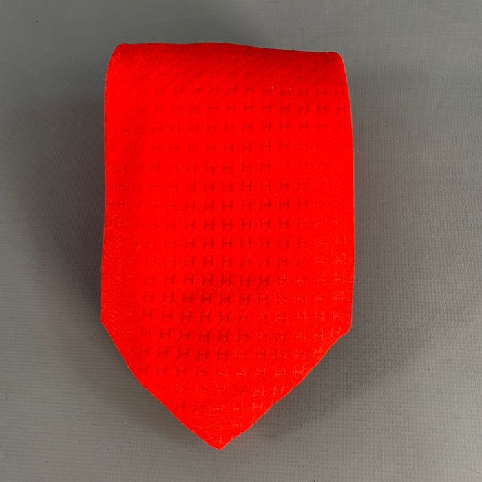 HERMES Red Monogram Silk Tie