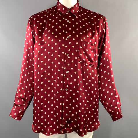 COMME des GARCONS HOMME PLUS Size L Burgundy Cream Polka Dot Long Sleeve Shirt