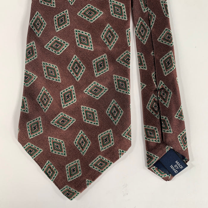 POLO by RALPH LAUREN Burgundy Green & Cream Geometric Silk Tie