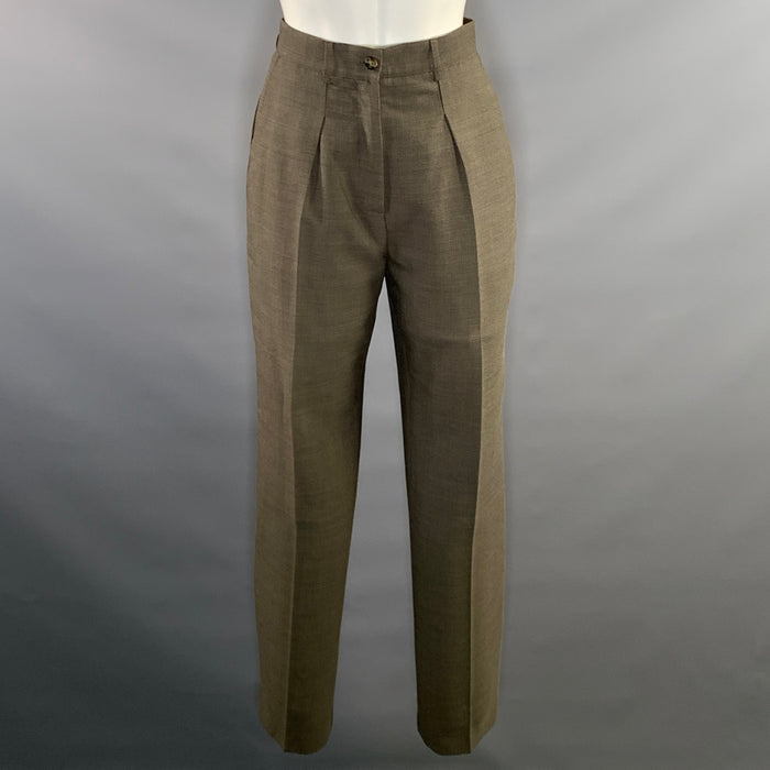LOUIS VUITTON Size 4 Brown Polyester Wool Pleated Dress Pants