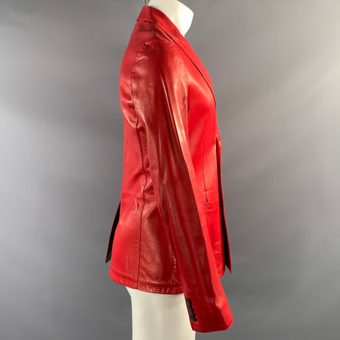 TOMMY HILFIGER Chest Size 38 Red Leather Double Breasted Sport Coat