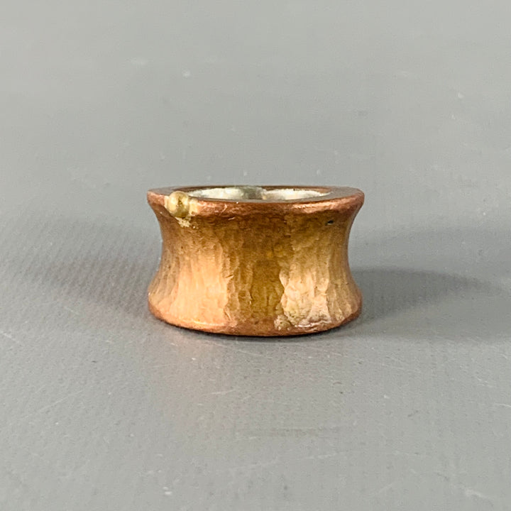 LOCUST HOUSE Ring Size 9 Copper Gold Hammered Sterling Silver Saddle Ring