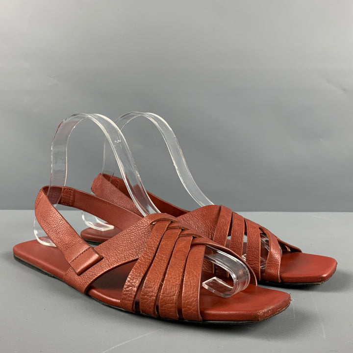THE ROW Size 8 Brown Leather Flat Sandals