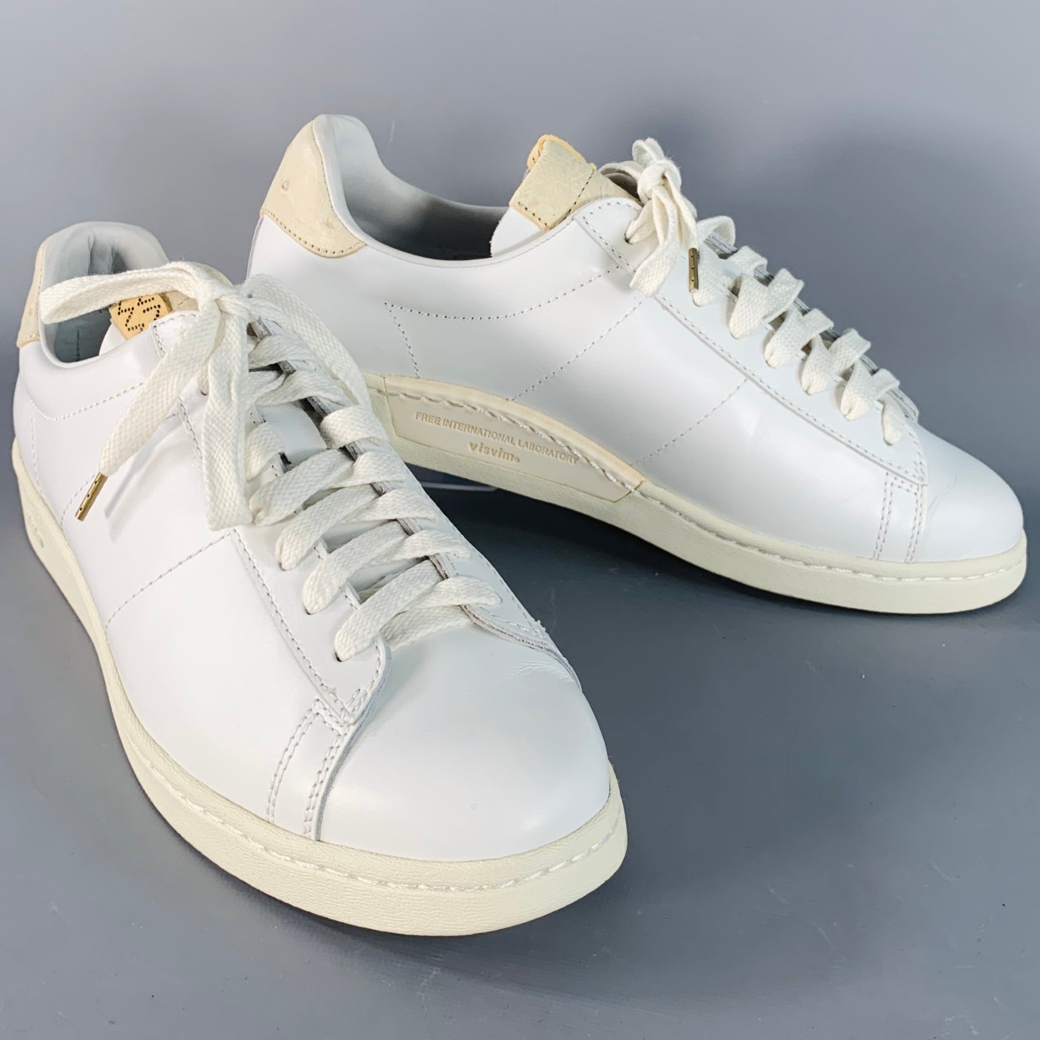 VISVIM Size 9.5 Corda-Folk White Leather Low Top Lace-Up Sneakers