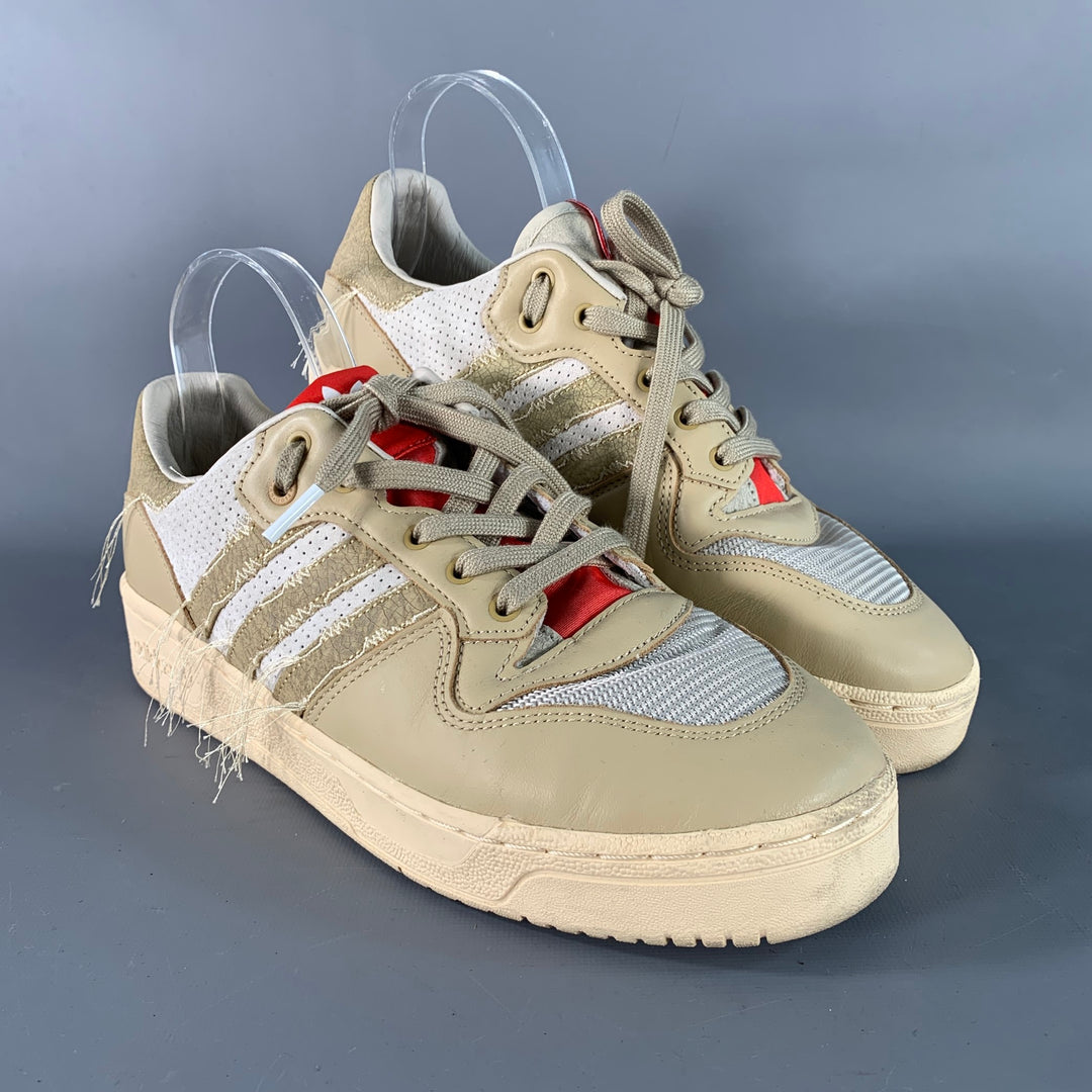 ADIDAS Size 9.5 Beige White Mixed Materials Nylon Mesh Sneakers