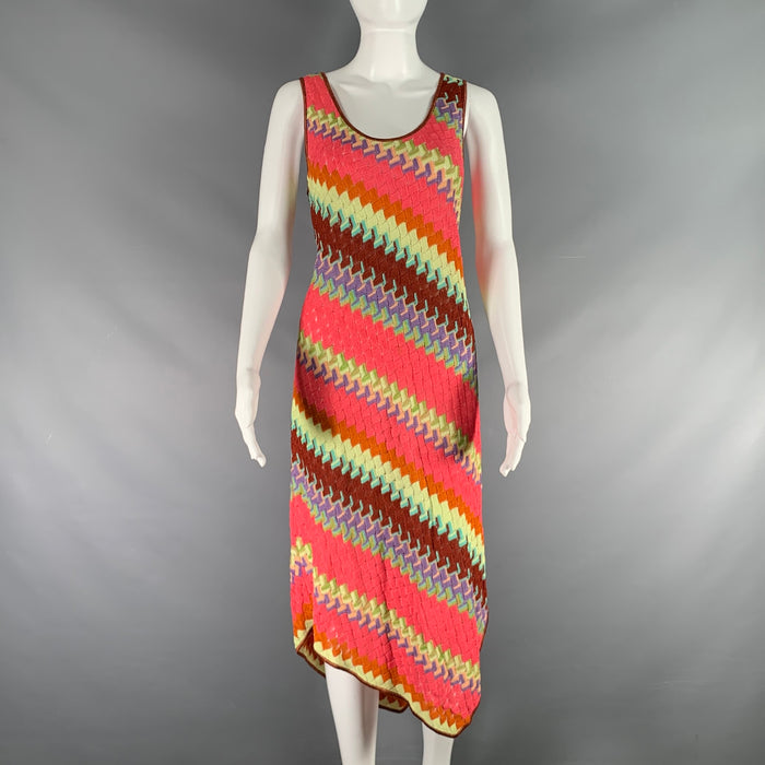 MISSONI Size 12 Multi-Color Crochet Sleeveless Dress