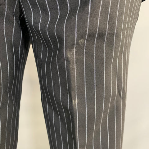 GUCCI Chest Size 42 Black Light Grey Pinstripe Wool Notch Lapel 36 28 Suit