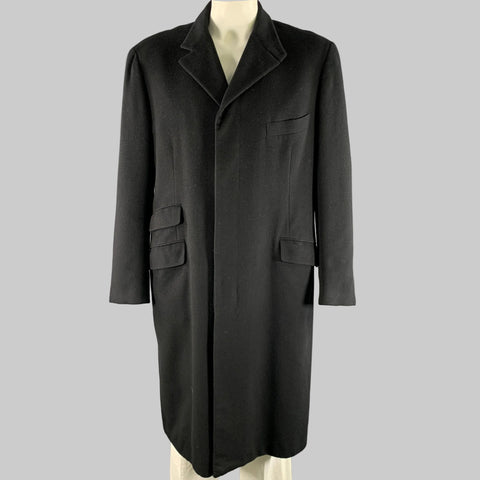 HERMES Size XXL Black Cashmere Trench Coat
