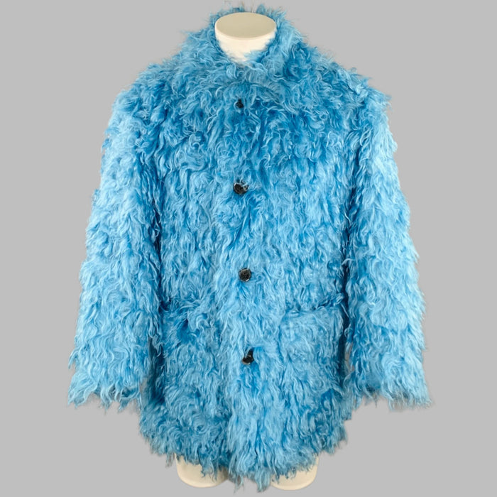 DRIES VAN NOTEN FW22 Size M Blue Textured Mohair Blend Coat