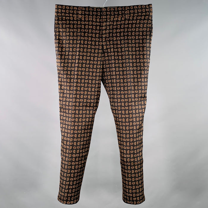 ALEXANDER MCQUEEN Size 34 Black Red Yellow Paisley Wool Silk Dress Pants