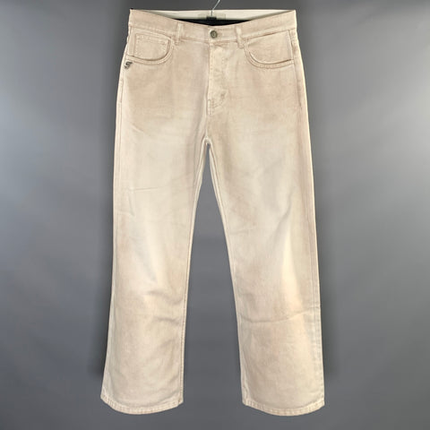 FIVEFOURFIVE Size S Beige White Cotton Wide Leg Jeans