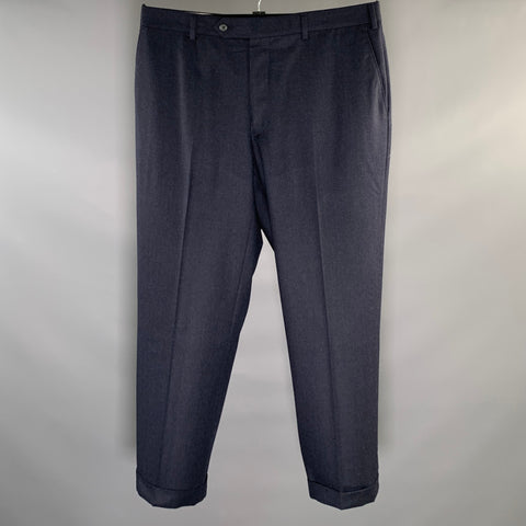 SAMUELSOHN Size 38 Navy Wool Flat Front Dress Pants