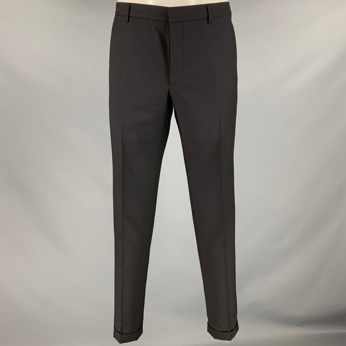 PRADA Size 36 Black Wool Mohair Button Fly Dress Pants