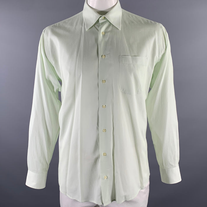 BURBERRY Size XL Green Mint Stripe Cotton Pointed Collar Long Sleeve Shirt