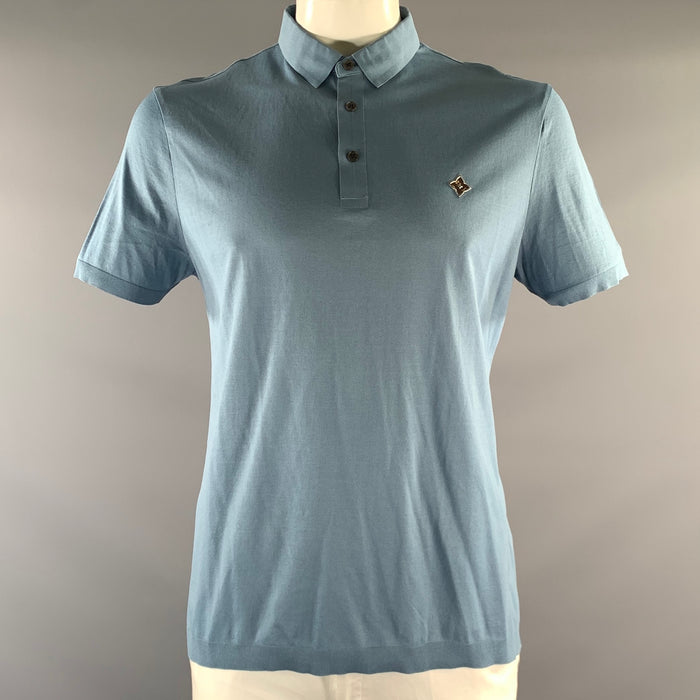 LOUIS VUITTON Size XL Blue Teal Cotton Blend Buttoned Polo