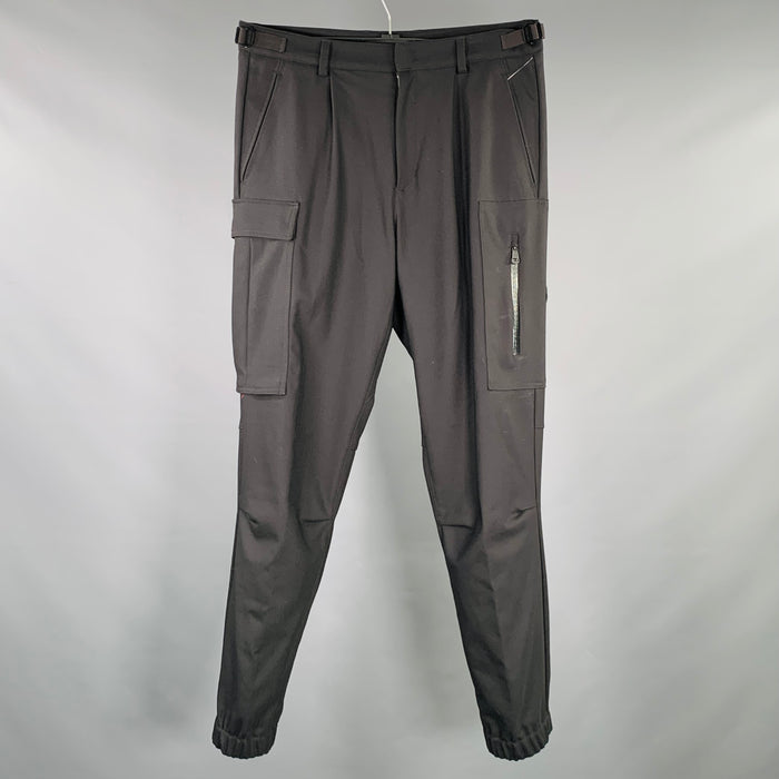 MONCLER Size 32 Black Wool Blend Cargo Casual Pants