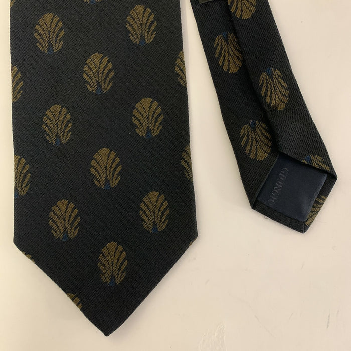 GIORGIO ARMANI Black Tan Leaves Silk Tie