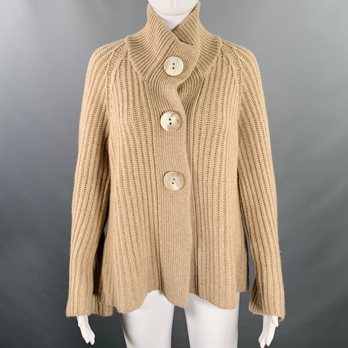BRUNELLO CUCINELLI Size M Beige Camel Cashmere Wide Sleeves Cardigan