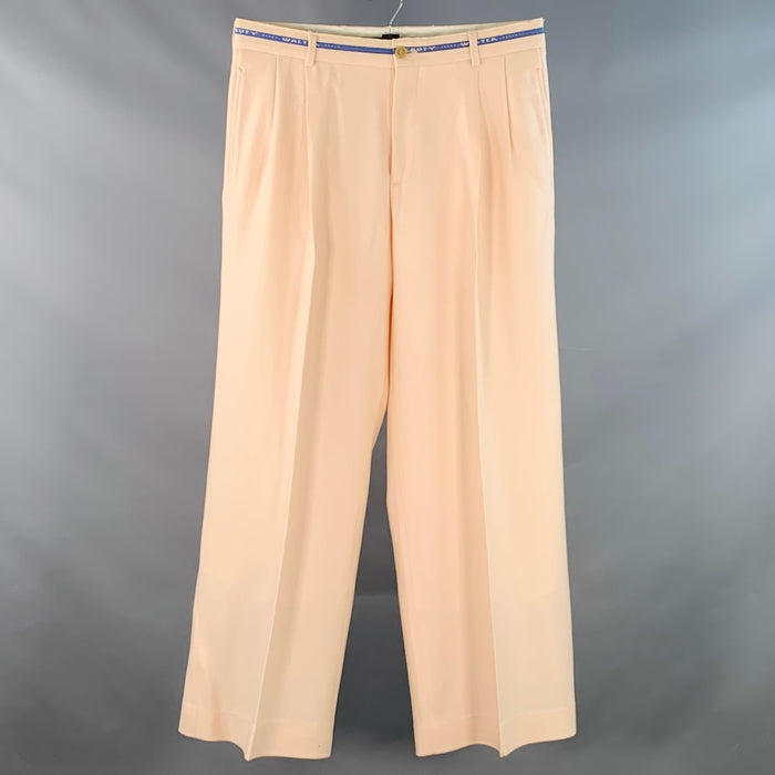 WALTER VAN BEIRENDONCK Size 34 Beige Pink Twill Wool Pleated Dress Pants