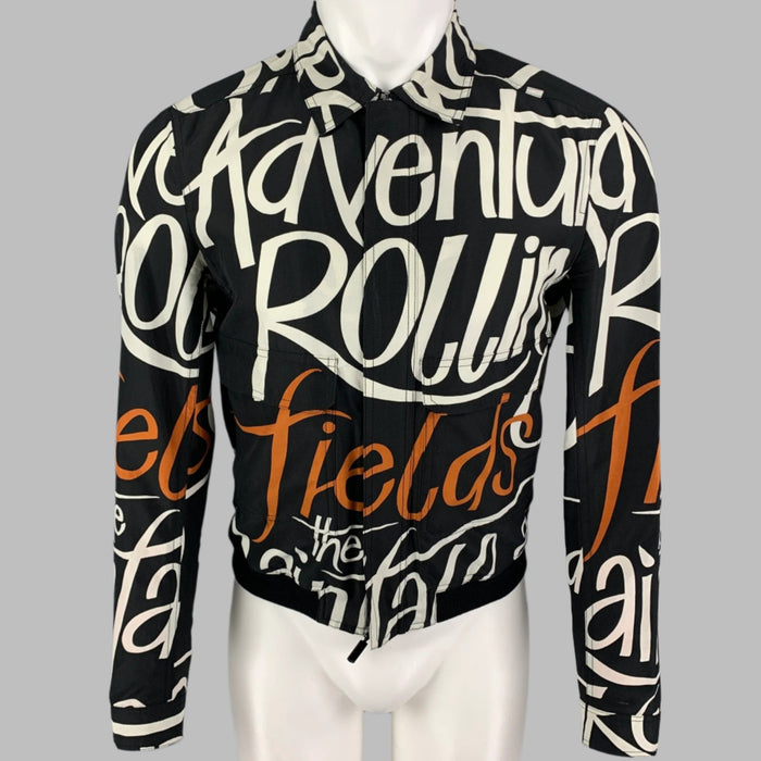 BURBERRY PRORSUM Size 36 Black Copper Graphic Silk Blend Jacket