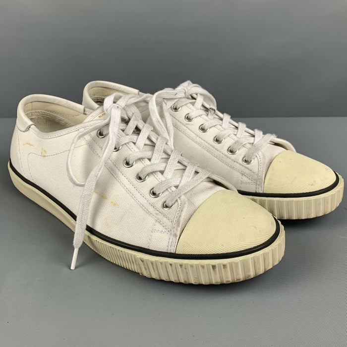 CELINE Talla 8 Zapatillas de lona blancas y negras