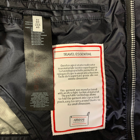 ARMANI COLLEZIONI Size 40 Navy Polyamide Blend Windbreaker Jacket