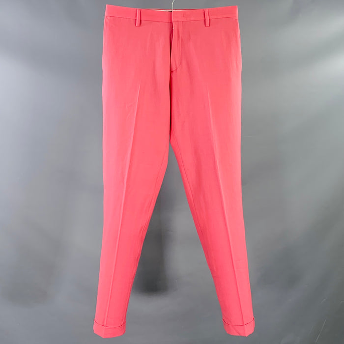 PAUL SMITH Size 31 Pink Twill Wool Flat Front Cuffed Dress Pants