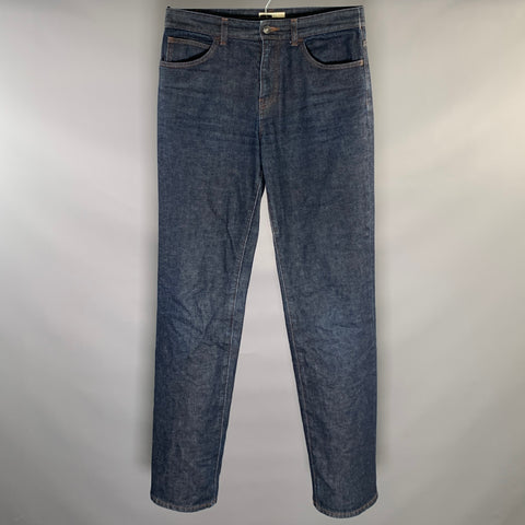 THE ROW Size 27 Blue Cotton Contrast Stitch Straight leg Jeans