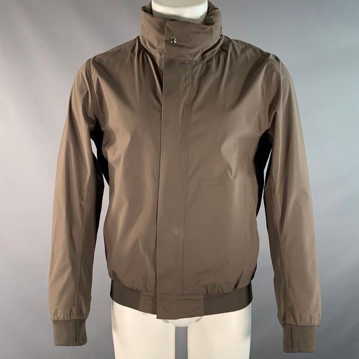 HERMES Sellier Chest Size M Tan Polyamide Blend Zip Up Jacket